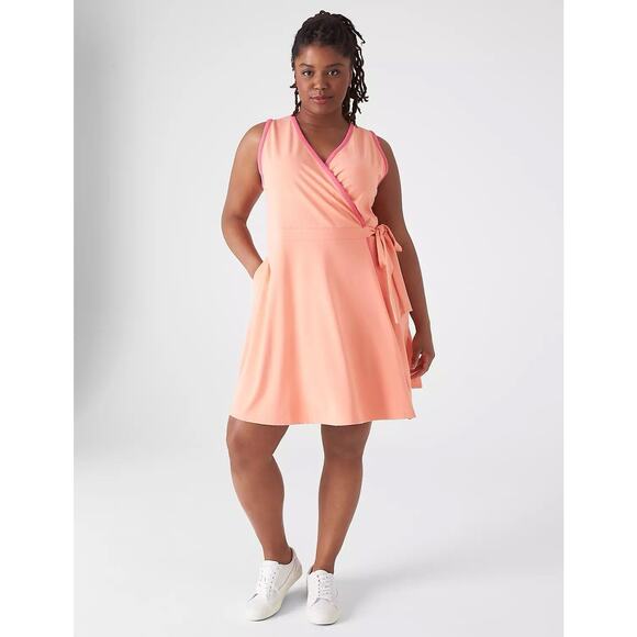 Livi Lane Bryant Orange Wrap Dress Active Golf Tennis Pickleball Womens 26/28 - Picture 1 of 9